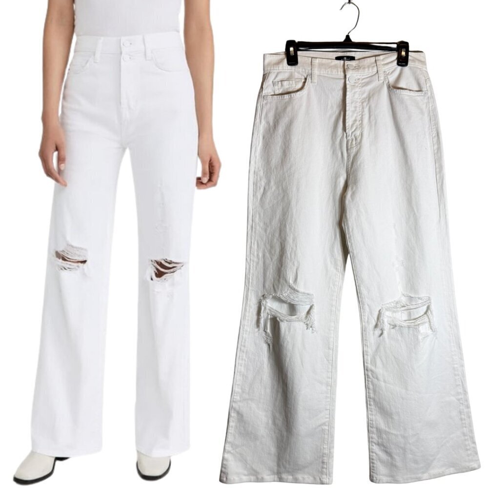 7 For All Mankind Ultra High Rise Vintage Jo Denim Jeans Women's 31 White NWOT